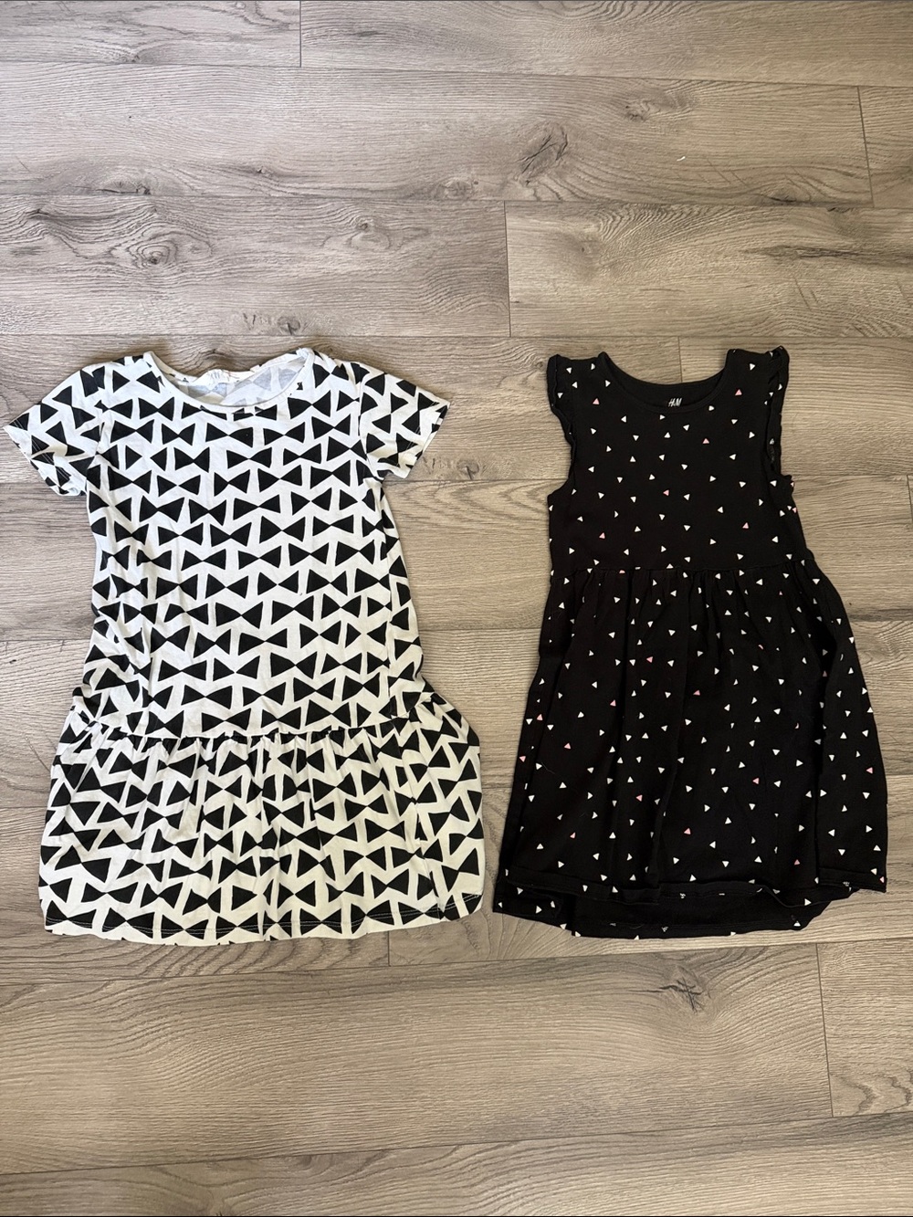 H&M Black and White Geometric & Heart-Print Girls' Dresses